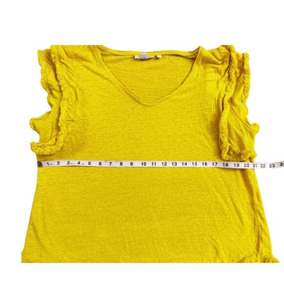 Chico's 100% Linen Flutter Sleeve Yellow Loose Fitting Top Size 3 - Picture 3 of 5